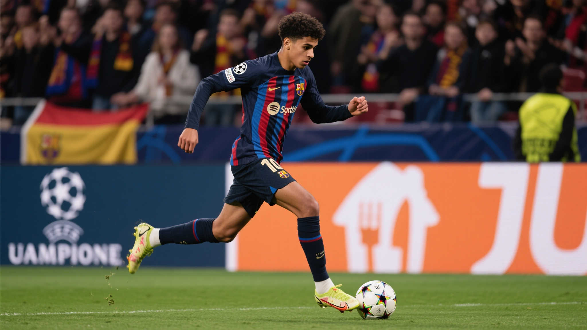 拉明·亚马尔，这位来自西班牙的新星，以敏捷而精湛的